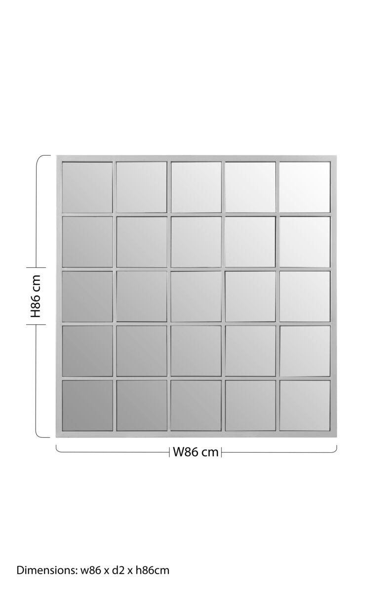 Silver Grid Frame Wall Mirror | Descartes