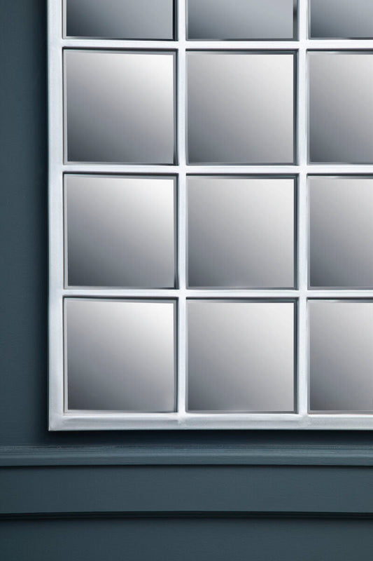 Silver Grid Frame Wall Mirror | Descartes