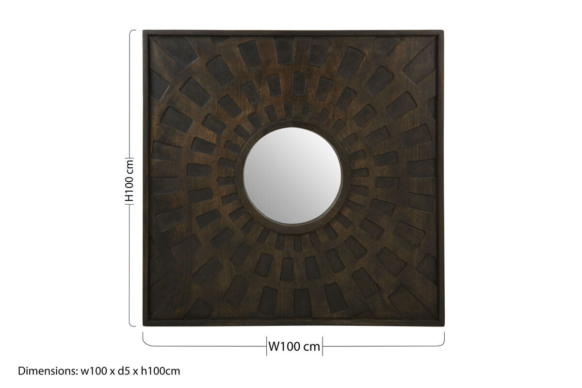 Carved Mango Wood Wall Mirror | Suri