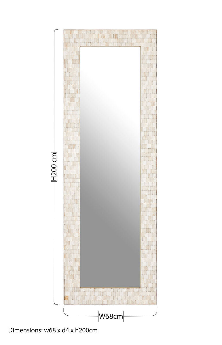 Rectangular White Wash Mosaic Wall Mirror | Hestina