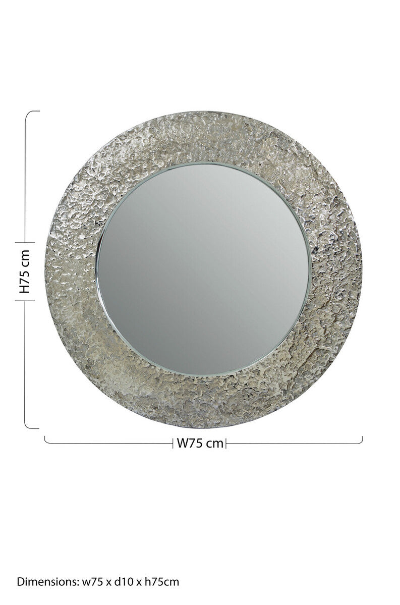 Nickel Finish Round Wall Mirror | Akola