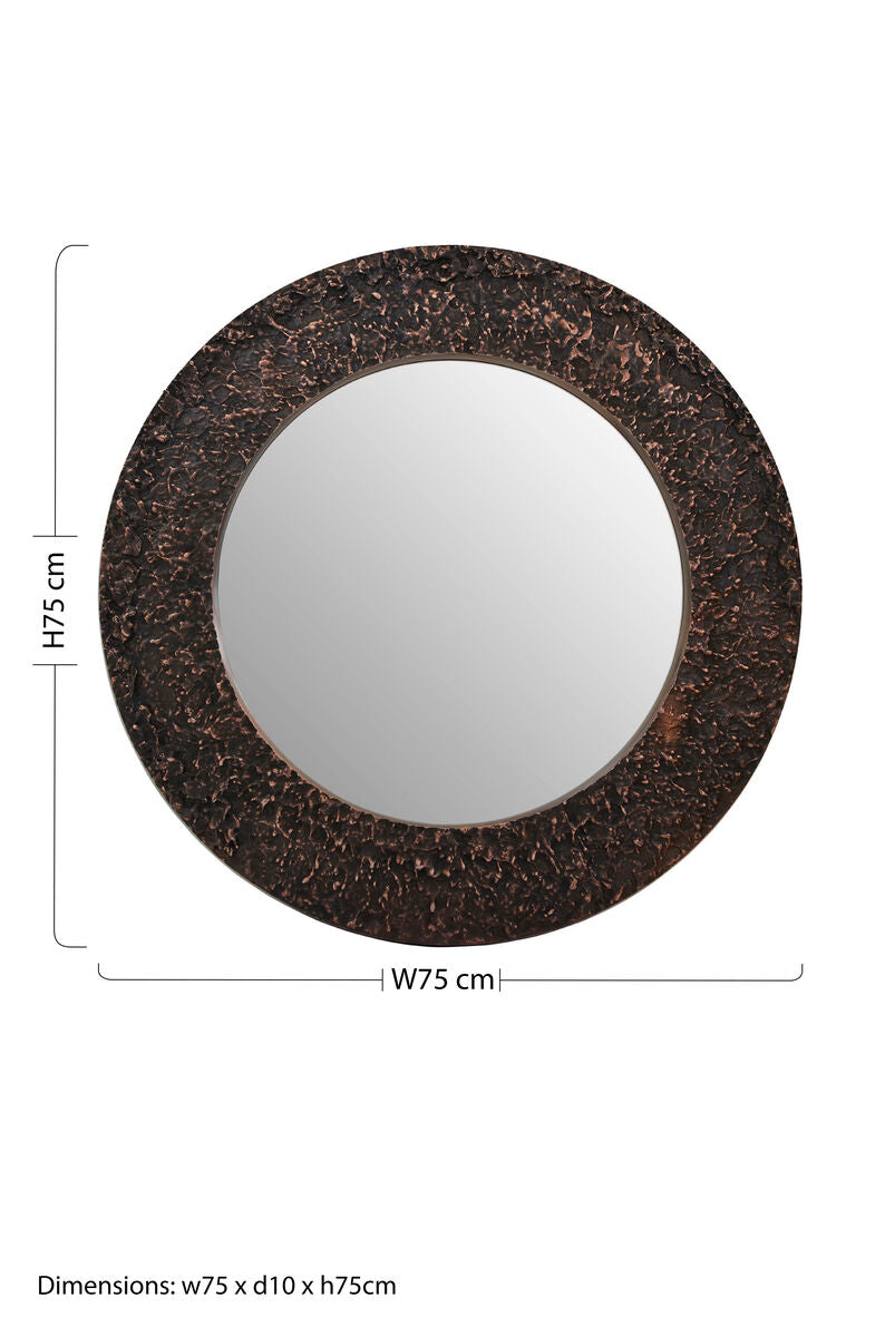 Akola Copper Finish Round Wall Mirror