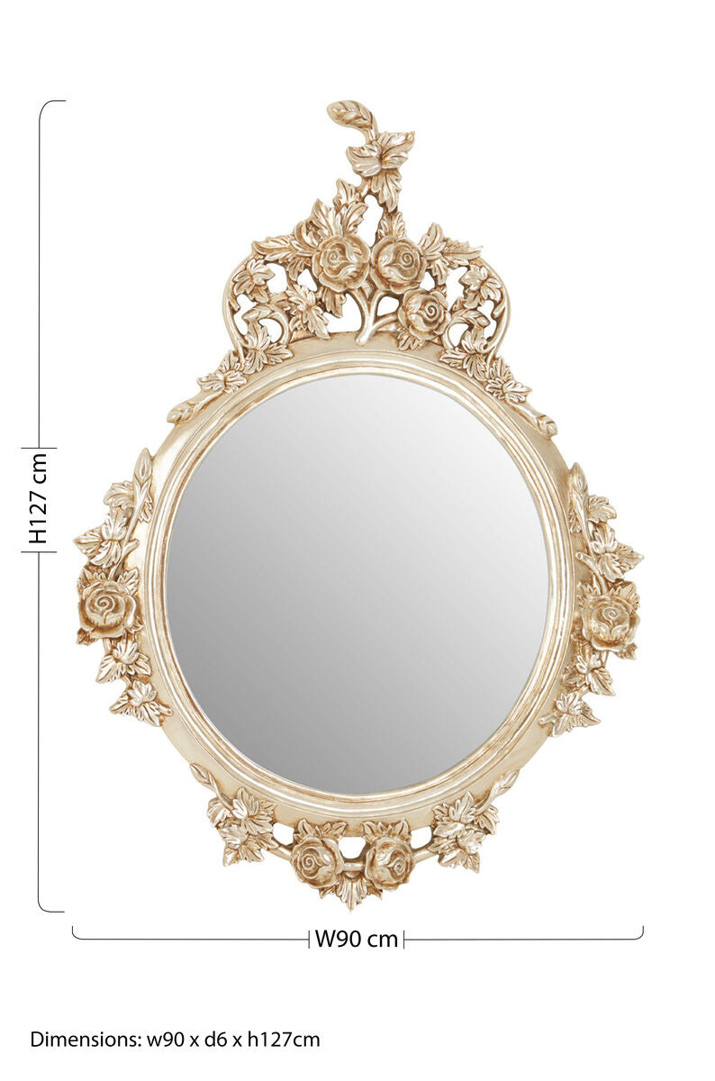 Champagne Finish Round Wall Mirror | Marseille