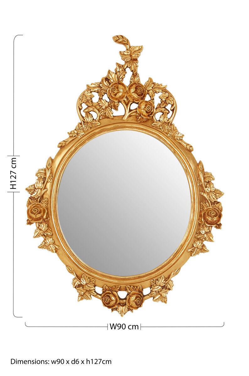 Marseille Gold Finish Round Wall Mirror