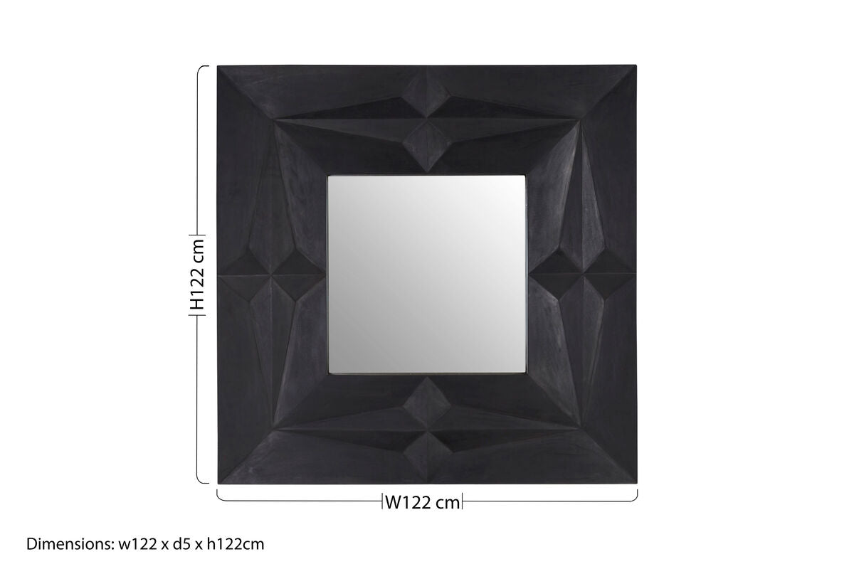 Black Finish Square Wall Mirror | Sabari