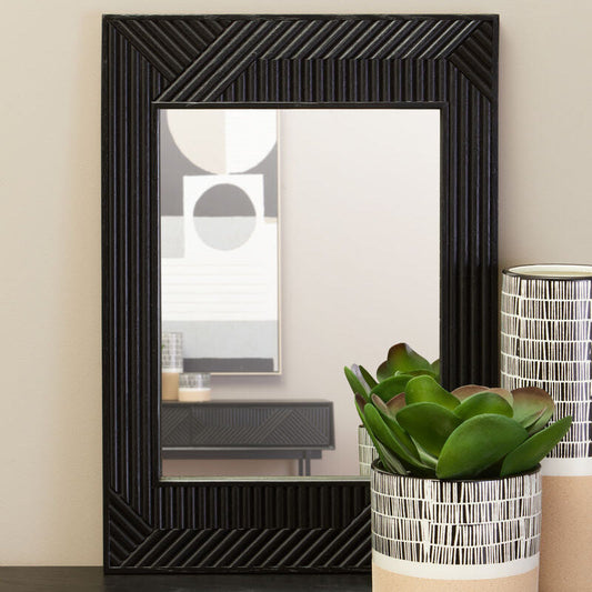 Jakara Black Finish Wooden Wall Mirror