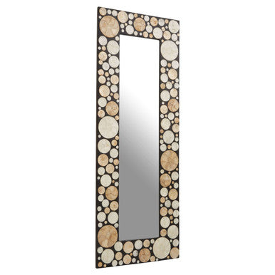Rectangular Black Wall Mirror with Shell Inlay | Palu