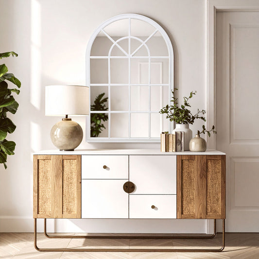 Lovida 90X135Cm Arched Wall Mirror White Wooden Frame