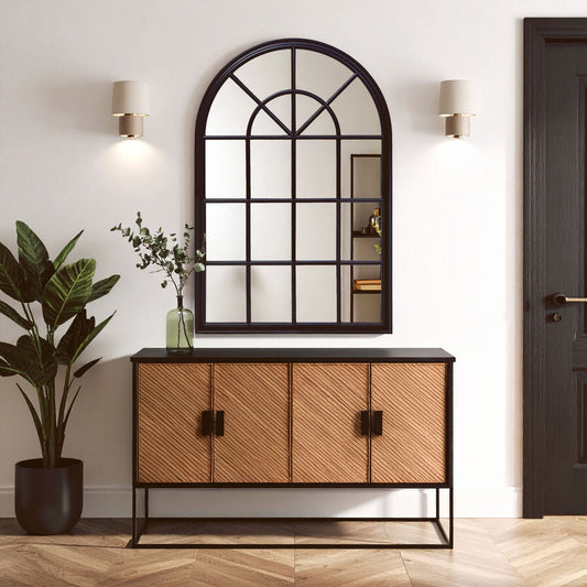 Lovida 90X135Cm Arched Wall Mirror Black Wooden Frame