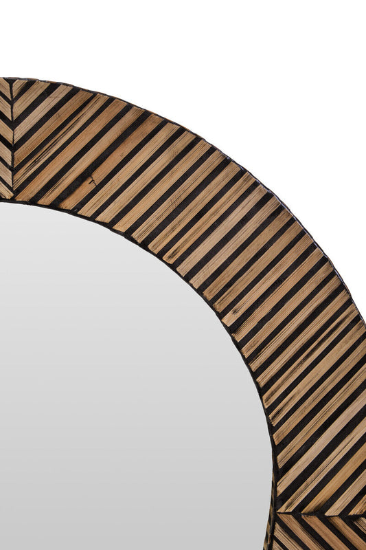 Bambusa Bamboo Inlay Round Wall Mirror