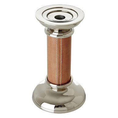Genuine Tan Leather Small Candle Holder | Churchill
