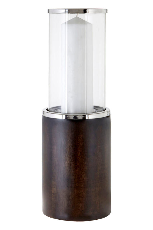 Small Mango Wood Hurricane Candle Holder | Hampstead