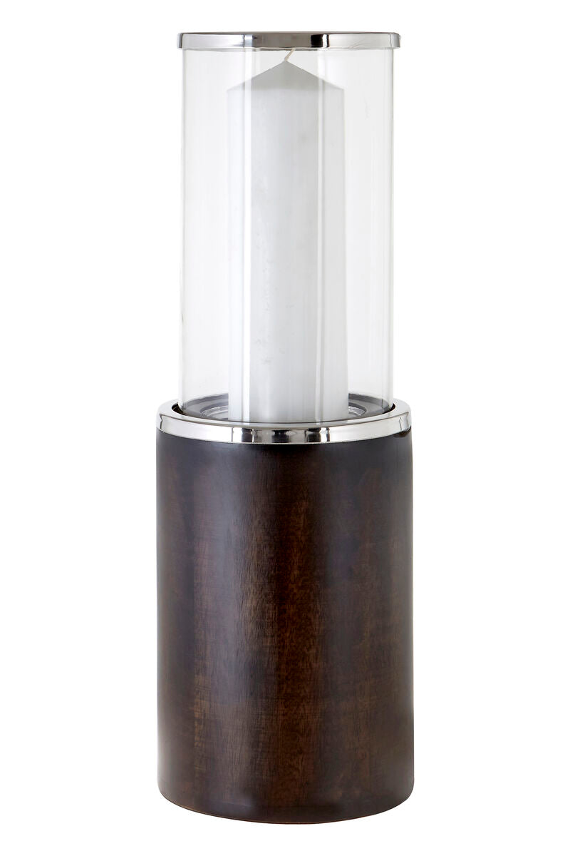 Small Mango Wood Hurricane Candle Holder | Hampstead