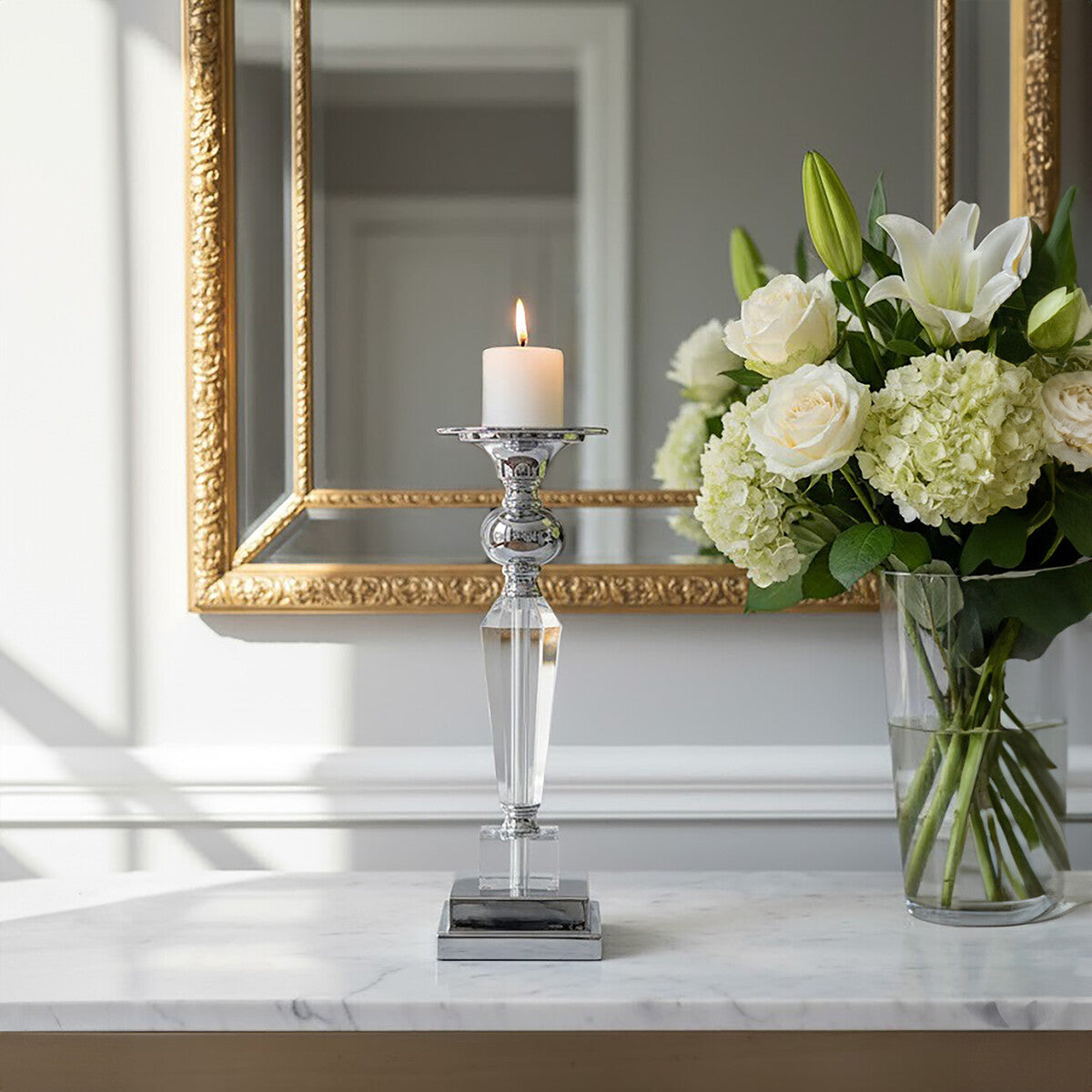 Amara Crystal and Metal Small Candle Holder