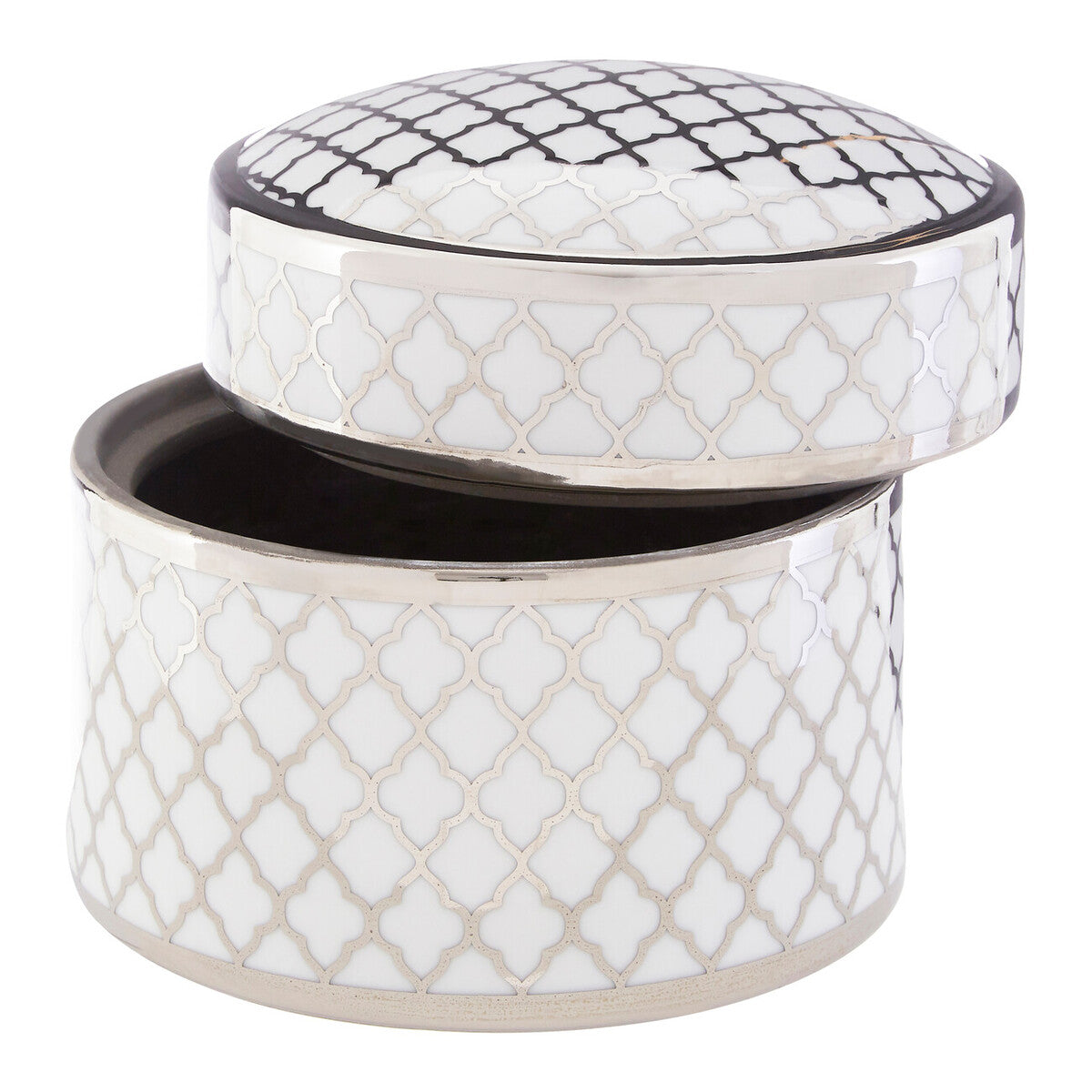 White and Silver Large Ceramic Box | Renne