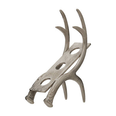 Antler Silver Metal 3 Bottle Wine Rack with Curved Antler Design