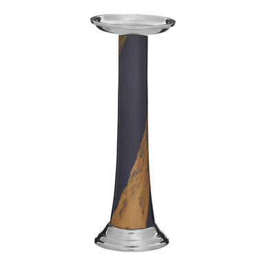 Alma Blue and Gold Metal Candle Holder with Brushstroke Design