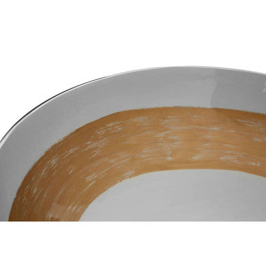 Alma White and Gold Aluminium Round Bowl with Brushstroke Design