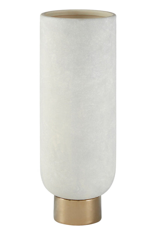 Callie White and Gold Small Pedestal Vase