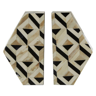 Harlo Ivory and Black Set of 2 Bookends