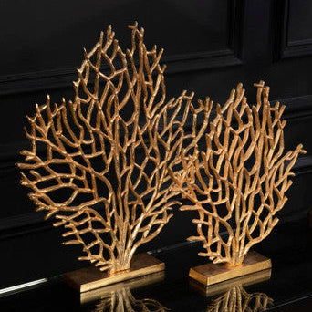 Prato Large Gold Finish Coral Sculpture