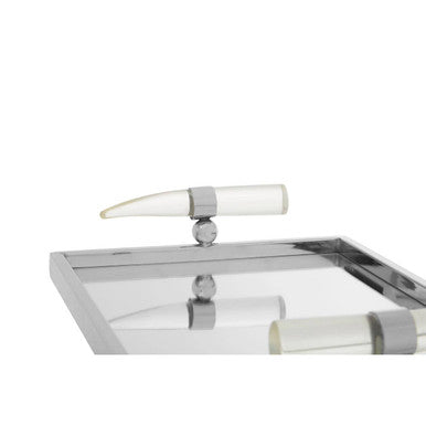 Mirrored Tray with Acrylic Horn Handles | Herne