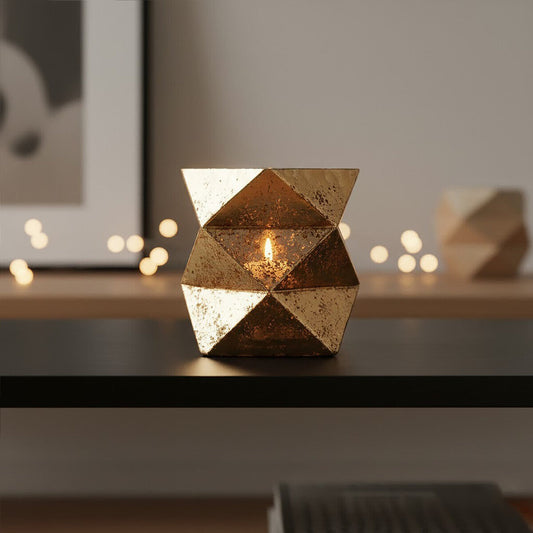 Rambia Small Gold Finish Glass Candle Holder