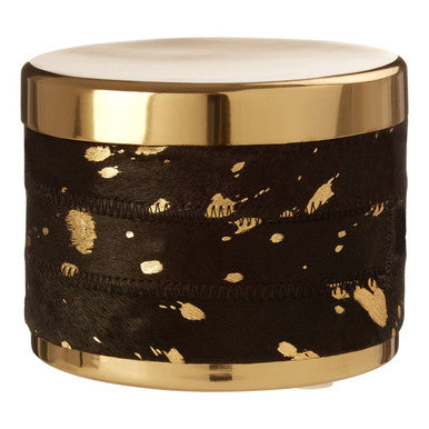 Large Gold and Black Hair on Leather Trinket Box | Bowerbird