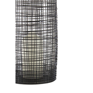 Large Black Woven Wire Candle Holder with Glass Insert | Trento