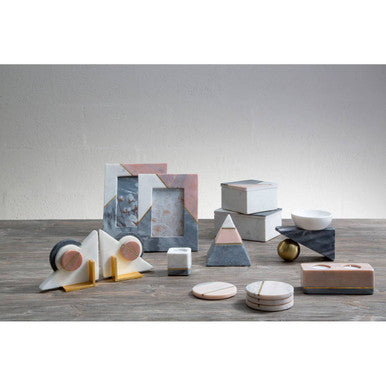 Kira Set of 4 Pink Marble Coasters With Gold Inlay