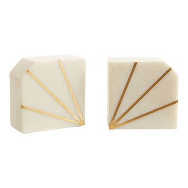 White Marble and Gold Bookends | Sena