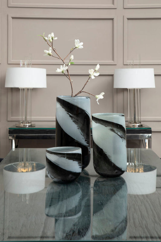 Carra Large Grey And Black Brushstroke Vase