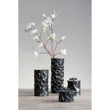 Akola Small Metal Vase In Black And Gold