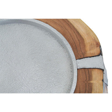Almora Natural Acacia Wood Large Hurricane Candle Holder with Glass Insert