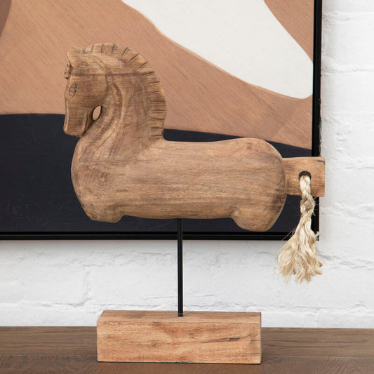 Fidra Natural Wood Horse Sculpture