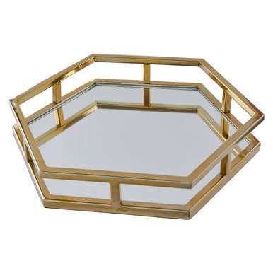 Gold Finish Hexagonal Tray | Herber