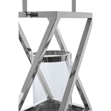 Cruzar Small Silver Criss Cross Lantern.