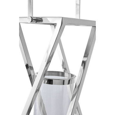 Large Silver Criss Cross Lantern | Cruzar