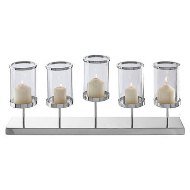 5 Light Silver Candle Holder | Kensington Townhouse