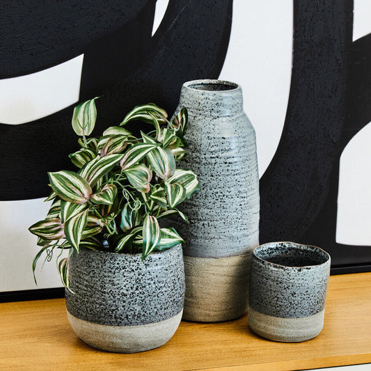 Caldera Grey Speckled Bottled Vase