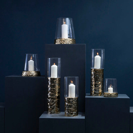 Martele Small Gold Hurricane Candle Holder