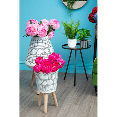 Darnell White And Black Small Planter