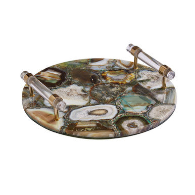 Bowerbird Green And Gold Agate Tray