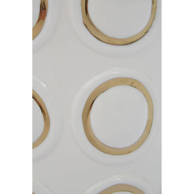 Curva Large White and Gold Ceramic Vase