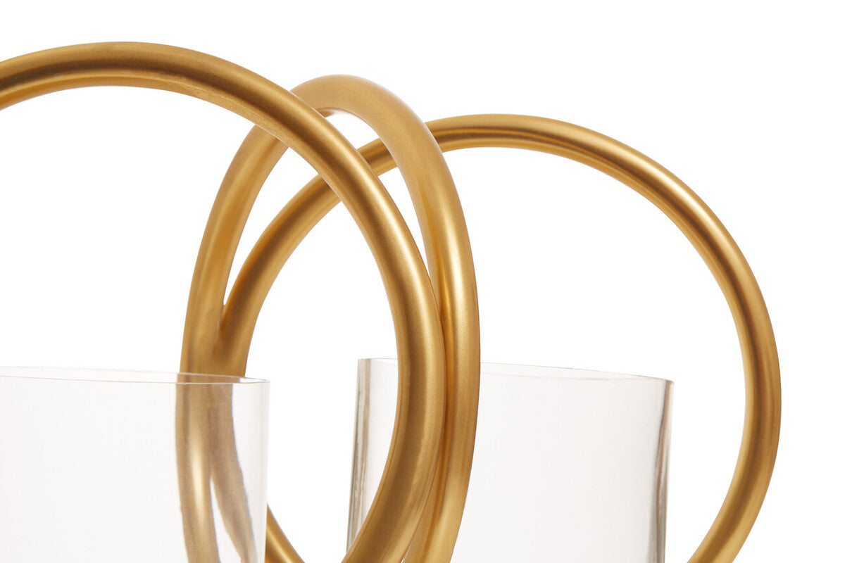 Aura Small Gold Finish Double Candle Holder