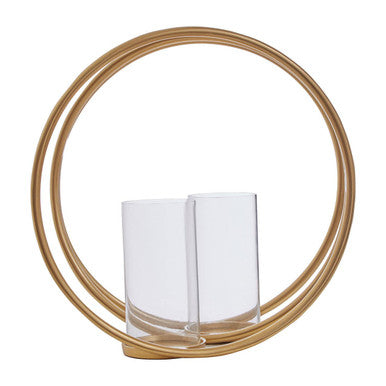 Large Gold Finish Double Candle Holder | Aura