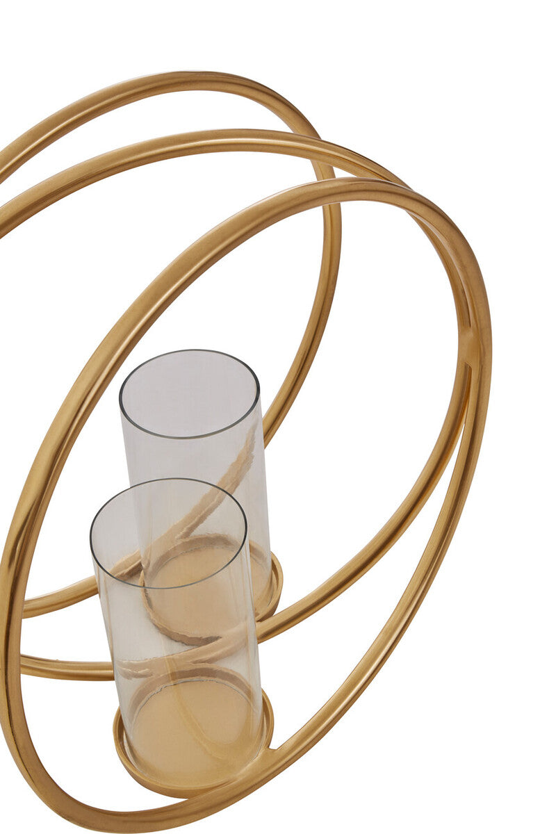 Large Gold Finish Double Candle Holder | Aura