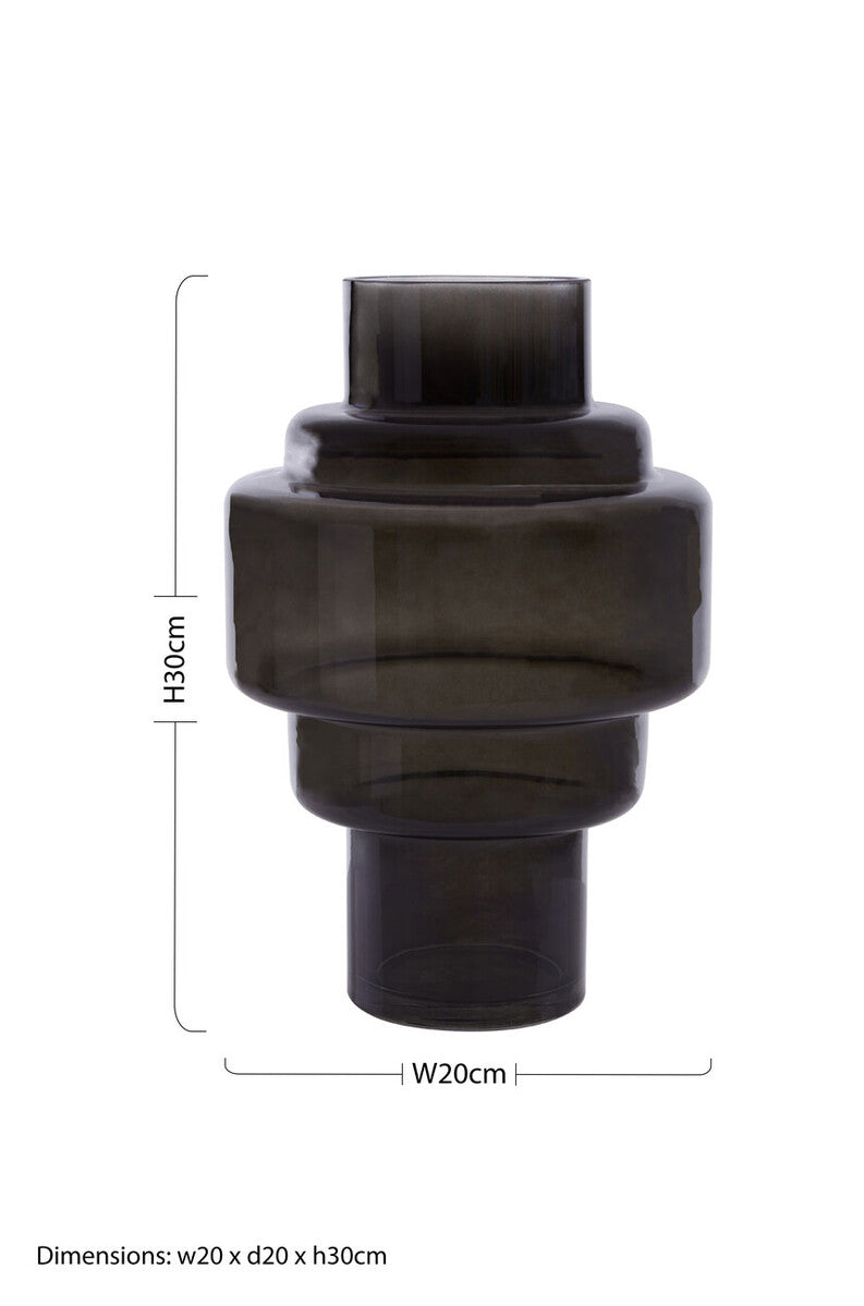Cayden Small Black Smoked Glass Vase