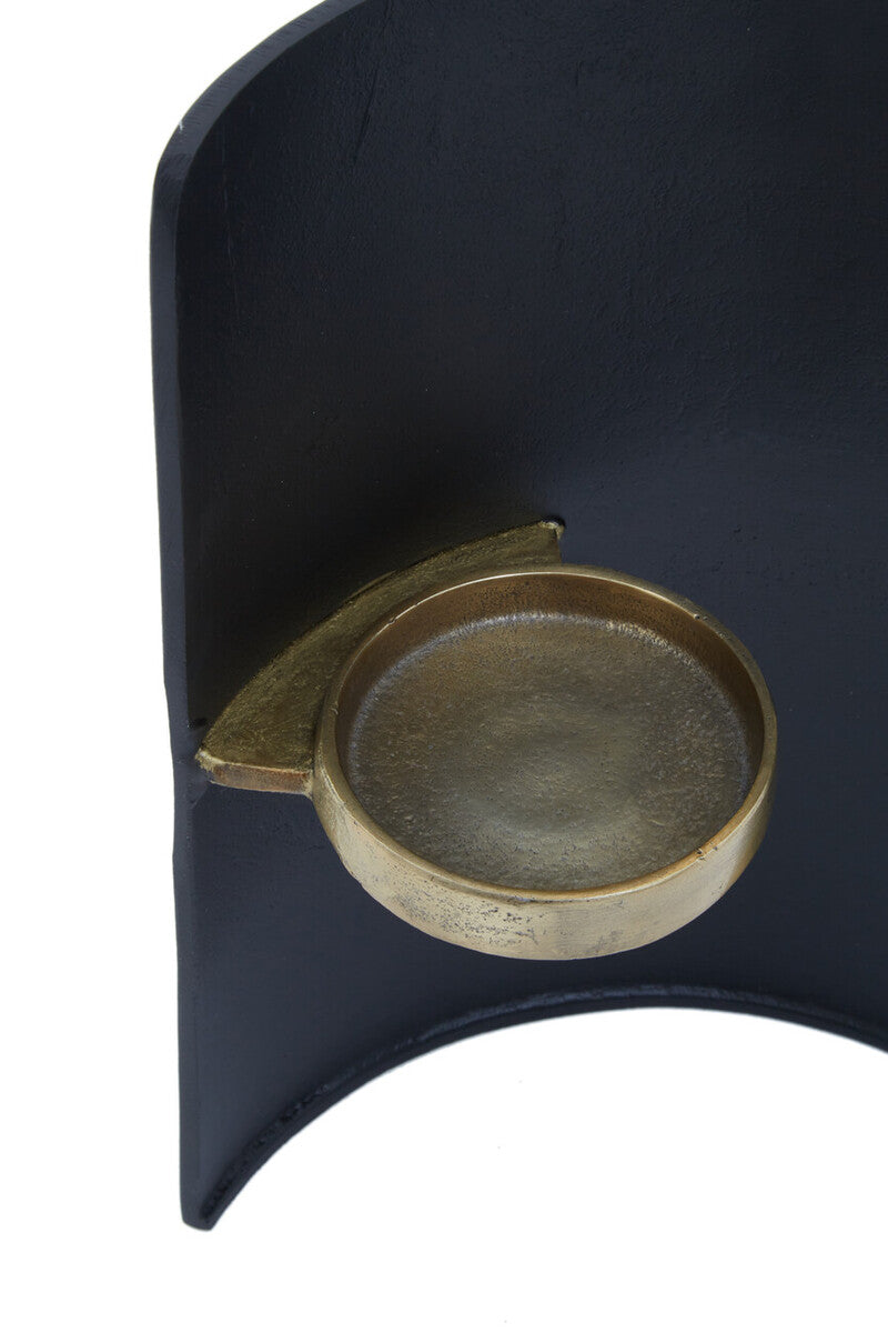 Black and Gold Finish Candle Holder | Daito