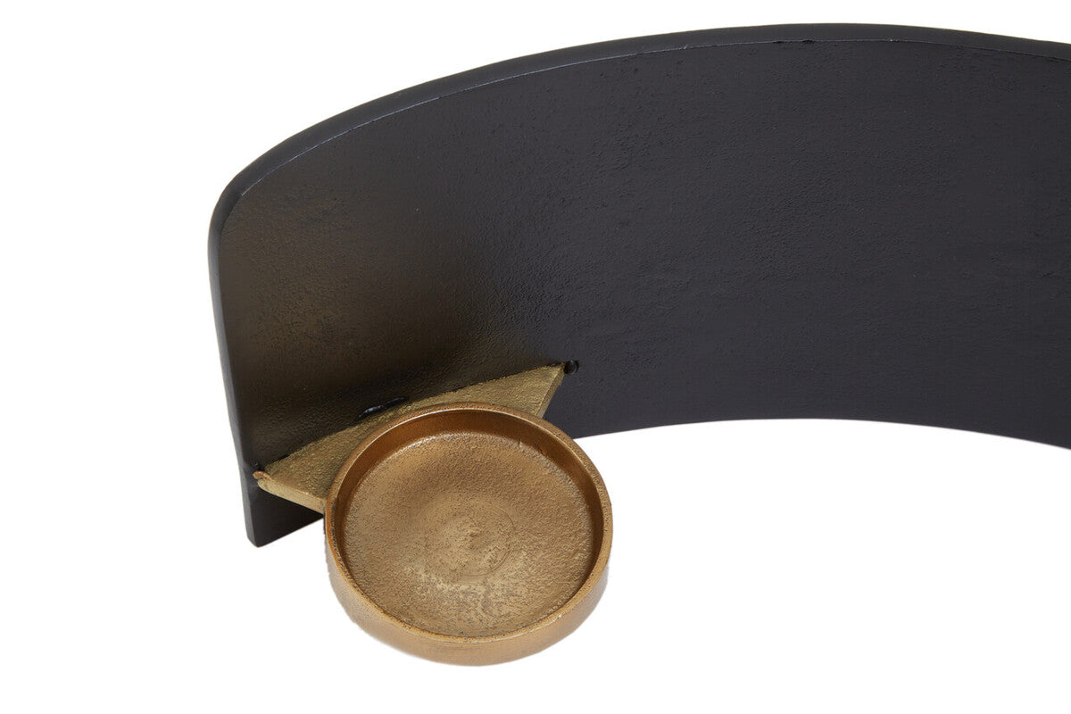 Black and Gold Finish Aluminium Candle Holder | Daito